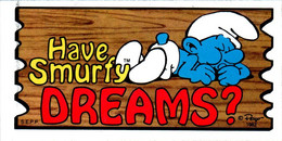 Petite Carte Bande Dessinée Schtroumpf Schtroumpfs Peyo 1982 Smurf Super Cards N°53 Schtroumpf Dormeur Sieste Repos - Advertisement