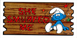 Petite Carte Bande Dessinée Schtroumpf Schtroumpfs Peyo 1982 Smurf Super Cards N°54 Schtroumpf Abasourdi Etoile Star - Objets Publicitaires
