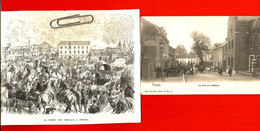Fosses La Ville:gravure Extraite Du Livre"La Belgique" De C.Lemonnier(1844-1913) + Carte Postale Même Endroit Début 1900 - Documentos Históricos