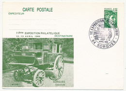 Entier Repiqué - 1,10 Sabine - 11eme Expo Philatélique - 84 SORGUES - 1980 (Tacot) - Cartes Postales Repiquages (avant 1995)