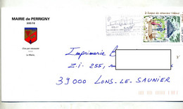 Lettre Flamme Lons Le Saunier Arlay Percee Vin Jaune Entete Mairie Perrigny - Mechanical Postmarks (Advertisement)