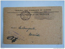 1923 Namur Carte  Postale De Service Tribunal Des Dommages De Guerre Pour Nameche - 1914-18