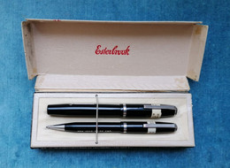 PENNA STILOGRAFICA & PORTAMINA ESTERBROOK J E PJ 1940 VINTAGE FOUNTAIN PEN SET - Stylos