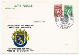 Entier Repiqué - CP 1,00 Sabine - 23eme Congrès Régional Marseille Provence - 13 ARLES - 20/21 Octobre 1979 - Overprinter Postcards (before 1995)