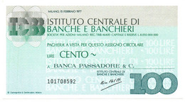1977 - Italia - Istituto Centrale Di Banche E Banchieri - Banca Passadore & C. ---- - [10] Checks And Mini-checks