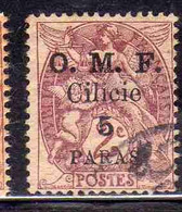 FRENCH CILICIE CILICIA FRANCAISE 1920 O.M.F. SURCHARGED OMF PARAS 5pa On CENT. 2c USED USATO OBLITERE' - Oblitérés