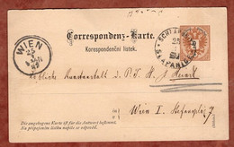 P 53 F Doppeladler, Schlapanitz Slapanice Nach Wien 1887 (8103) - Enteros Postales