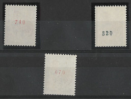 France N° 1331b N° Rouge, 1331c N° Vert, Et 1331 Ab N° Rouge Roulette  Coq De Decaris Neuf** - Coil Stamps