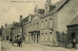 Salbris * Rue Et Hôtel De Ville Du Village * Attelage Cheval * Villageois - Salbris