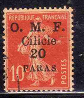 FRENCH CILICIE CILICIA FRANCAISE 1920 O.M.F. SURCHARGED SEMEUSE OMF 20pa On CENT. 10c USED USATO OBLITERE' - Oblitérés