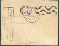 Enveloppe En Franchise De BRUXELLES 8-XI-1915 Vers La Croix ROUge Internationale De SUIsse  + Censure De Aachen Et Griff - Andere & Zonder Classificatie