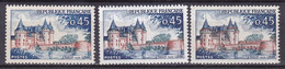 FR7276 - FRANCE – 1961 – SULLY-SUR-LOIRE - VARIETIES - Y&T # 1313(x3) MNH - Unused Stamps