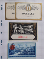 Lot 4 étiquettes Diverses échantillons - Vin De Moselle - Collections & Sets