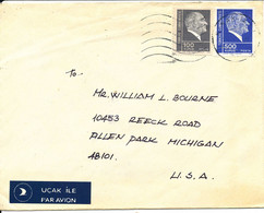 Turkey Cover Sent Air Mail  To USA (one Of The Stamps Damaged) - Lettres & Documents