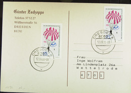 DDR/WU: Postkarte Mit 15 Pfg Falschirm-Gruppenzielspringen MeF Aus DRESDEN Vom 12.09.90 Knr: 1194 (2) - Cartas