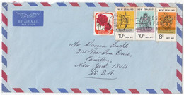 NZS14504 New Zealand 1977 Airmail Cover Franking Commemoratives Issues Of Anniversaries & Flowers - Addressed USA - Lettres & Documents