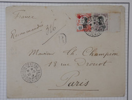 BA6 INDOCHINE BELLE  LETTRE RARE 1921 SAIGON COCHINCHINE POUR PARIS FRANCE+N°49 BORD DE FEUILLE + AFFRANC.  PLAISANT - Briefe U. Dokumente