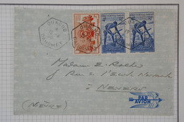 BA6 AOF DAHOMEY  BELLE  LETTRE RR 1930 PETIT BUREAU OUAGBO   NEVERS  FRANCE+ CACHETS HEXAGONAUX ++ AFFRANC.  INTERESSANT - Storia Postale