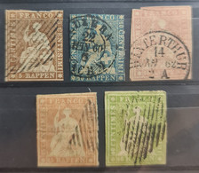 SWITZERLAND 1854 - Canceled - Sc# 15-19 - Usati