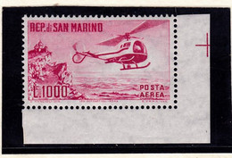 1961 San Marino Saint Marin  ELICOTTERO HELICOPTER 1000L Aereo MNH** - Luftpost