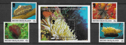 British Virgin Isl. 1998 MiNr. 932 - 936(Block 95) Jungferninseln Marine Life Fishes Corals 4v + S\h MNH** 19.00 € - Iles Vièrges Britanniques