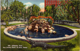 Texas El Paso San Jacinto Plaza Alligator Pool Curteich - El Paso