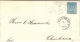1871-letter Fr. 4 Skill Y & T N° 14  Canc. SELBO  To Christiana - Storia Postale
