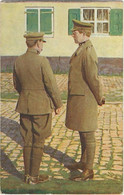 22-7-2240 Guerre 1914-15 Armée Belge S.M. Le Roi Parlant à Un Général Dans Un Village Du Front - War 1914-18