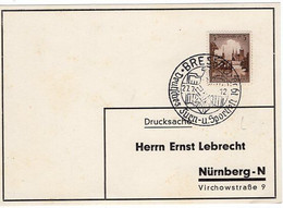 53727 - Deutsches Reich - 1938 - 3Pfg Sportfest EF A DrucksKte SoStpl BRESLAU - DEUTSCHES TURN- U. SPORTFEST ... -> Nbg. - Gimnasia