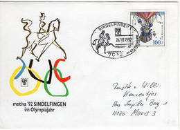 53729 - Bund - 1992 - 100Pfg Tag Der Briefmarke EF A Bf SoStpl SINDELFINGEN - MOTIVA '92 IM OLYMPIAJAHR -> Moers - Sonstige & Ohne Zuordnung