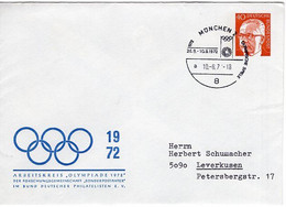 53744 - Bund - 1972 - 40Pfg Heinemann PGAUmschl "Olympiade 1972" SoStpl MUENCHEN - OLYMPISCHE SPIELE -> Leverkusen - Sommer 1972: München