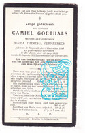 DP Lid Vd Kerkraad - Camiel Goethals ° Nazareth 1849 † De Pinte 1923 X Maria Theresia Vermeersch - Images Religieuses