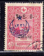 CILICIE CILICIA 1920 TURKISH STAMP T.E.O. POST OFFICE COSTANTINOPLE CRESCENT STAR OVERPRINTED 10pa  USED USATO OBLITERE' - Usati