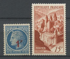 FRANCE 1947  N° 791/792 ** Neufs MNH Superbes C 4.20 € Cérès Marzelin. Abbaye De Conques Tourisme - Neufs