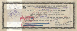 PAKISTAN Old Expired   Bank Deposit Certificate 5,000  Rupees NDFC ( Brown Colour)  28-03-1987 - Bank & Insurance