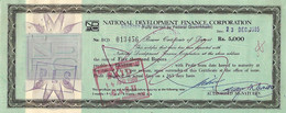PAKISTAN Old  Expired  Bank Deposit Certificate 5,000  Rupees NDFC ( Green  Colour)  23-12-1985 - Bank & Insurance