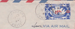 1947 -TAHITI - TIMBRE SEUL FRANCE LIBRE OCEANIE - CACHET PAPEETE ANNEE 47 INVERSE - PAR AVION - Lettres & Documents