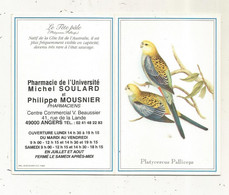 CALENDRIER, Petit Format, 1998 , Pharmacie De L'UNIVERSITE, 49 , ANGERS, Oiseaux - Tamaño Pequeño : 1991-00