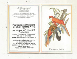 CALENDRIER, Petit Format, 1998 , Pharmacie De L'UNIVERSITE, 49 , ANGERS, Oiseaux - Tamaño Pequeño : 1991-00