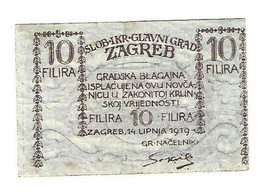 *croatia Notgeld  Zagreb 10 Filira 1919  Vf - Croatia