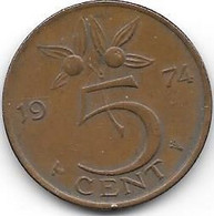 PAYS-BAS - 5 Cent - 1974 - 1948-1980 : Juliana