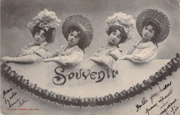 CPA - SOUVENIR - 4 Jeunes Femmes En Chapeau Avec Inscription SOUVENIR - Dos Non Divisé - Souvenir De...