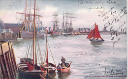 CPA - ILLUSTRATION LITTLEHAMTPN In The Harbour - Voilier - Pêcheur - - Greetings From...