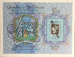 Grenadines Of St Vincent 1990 Stamp World Penny Black Anniversary Specimen Minisheet MNH - St.Vincent & Grenadines