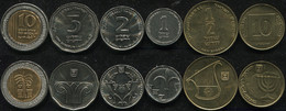 Israel Coins Set #3.  (6 Coins. 1 Bi-Metallic. AUnc-Unc) - Israel