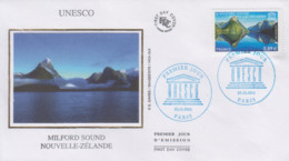 Enveloppe   FDC  1er   Jour   FRANCE     MILFORD  SOUND     NOUVELLE  ZELANDE      UNESCO    2011 - UNESCO