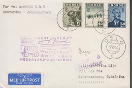 1946. NORGE. 15 + 40 + 60 ØRE London-issue On Cover Par Vol Special KLM Amsterdam - Johannes... (Michel 283+) - JF523497 - Covers & Documents