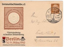 53872 - Deutsches Reich - 1940 - 3Pfg Hindenburg PGAKte SoStpl BERLIN - NATIONALE BRIEFMARKEN-AUSSTELLUNG ... - Exposiciones Filatélicas