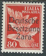 1943 OCCUPAZIONE TEDESCA ZARA POSTA AEREA 80 CENT MH * - RF36-5 - German Occ.: Zara