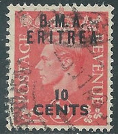 1948-49 OCCUPAZIONE BRITANNICA ERITREA BMA USATO 10 CENT  - RF34-5 - Eritrea